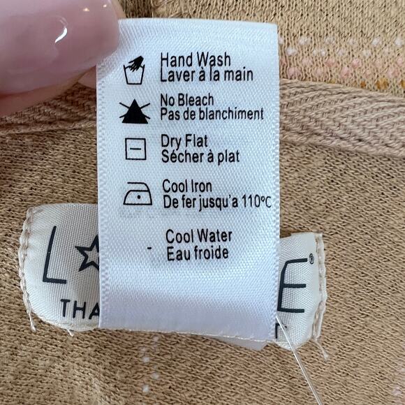 L Space Beige M Wrap Top Cotton Paradise Sunrise Striped Hooded Pullover NEW - Picture 9 of 10